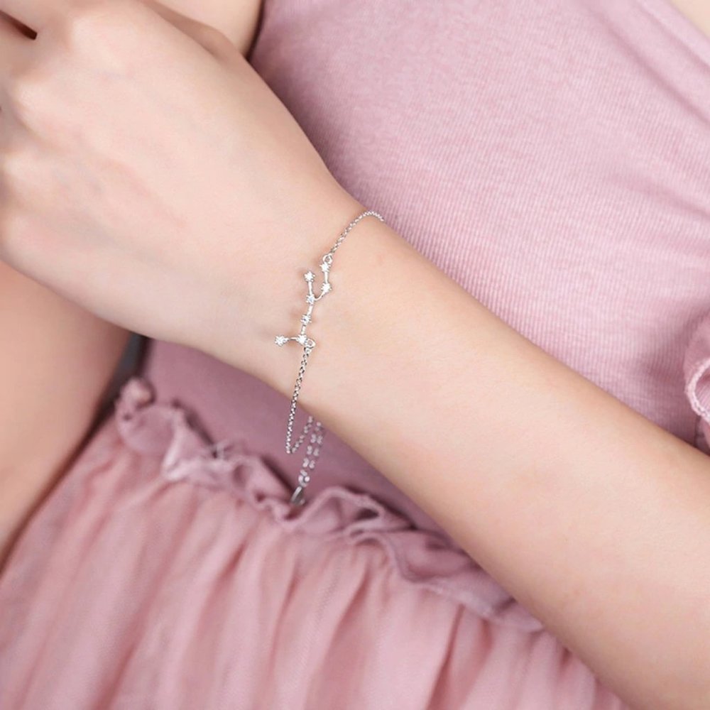 NEW 925 Sterling Silver Zodiac Bracelet-Aquarius - Picture 3 of 9